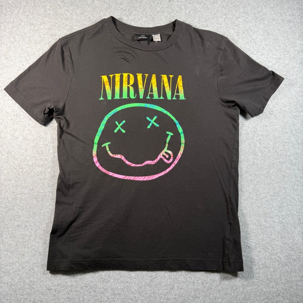 Nirvana T‑Shirt Men's Small Black 2021 Graphic Band Tee H&M Regular Fit